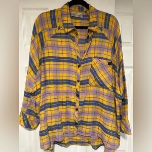 Urban Outfitters Yellow and Purple Plaid Shirt
